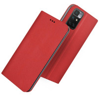Кожен калъф тефтер и стойка Magnetic FLEXI Book Style за Xiaomi Redmi 10 / за Xiaomi Redmi 10 2022 червен 